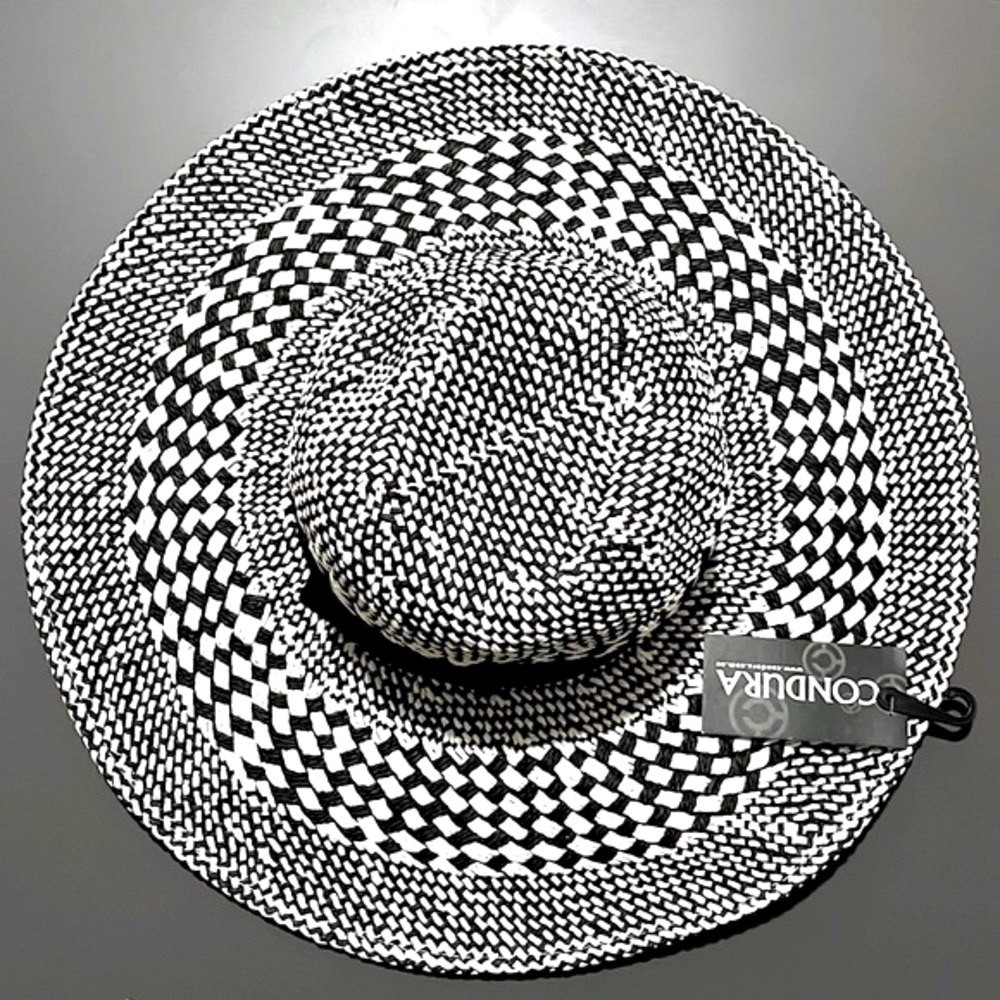 CONDURA WOMEN’S Black and White Paper Summer Hat Wide. One Size - Picture 2 of 7